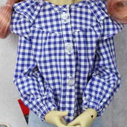 LA000352B Shirt with Blue and White Plaid