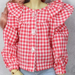 LA000352C Shirt with Red and White Plaid