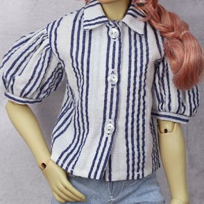 LA000350 White Shirt with Blue Stripes